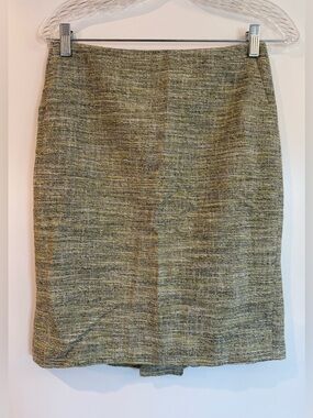 Ann Taylor Olive Green Tweed Pencil Skirt (Size 2)